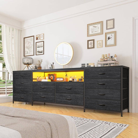 Black Dresser with 75" TV Stand: Black